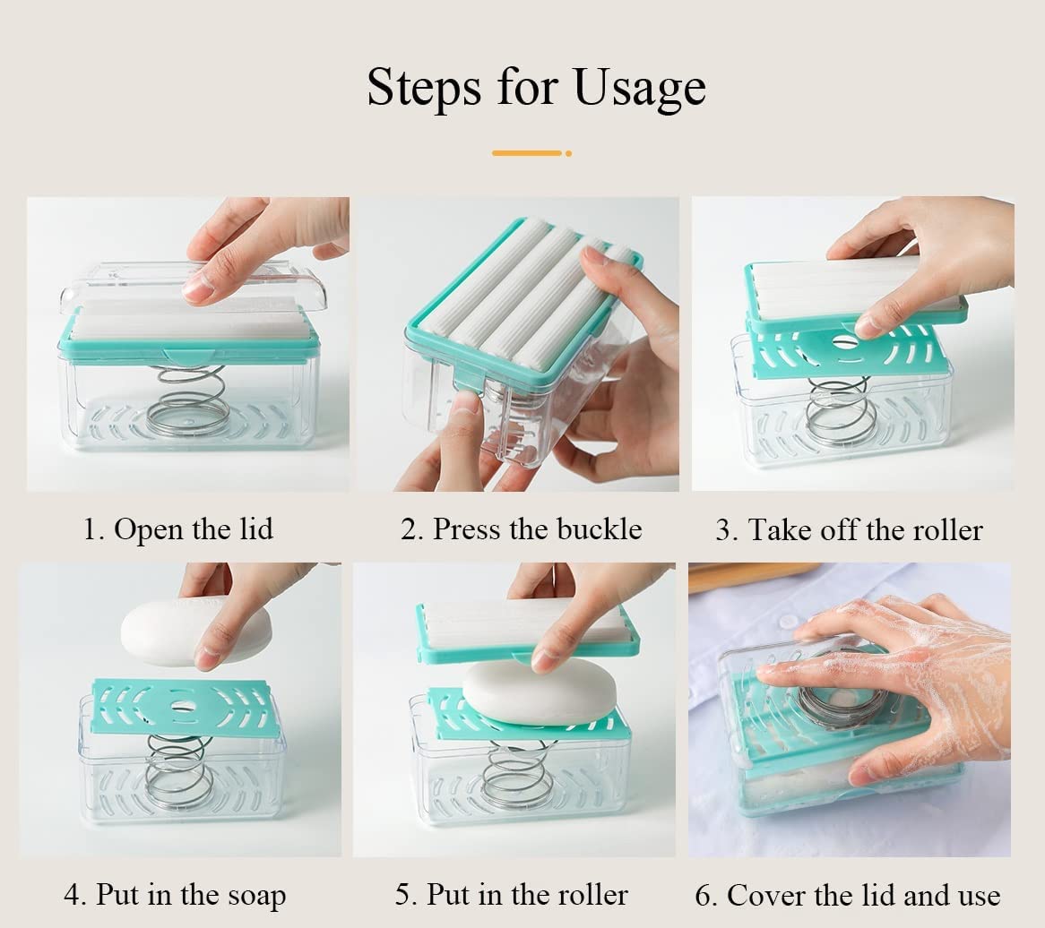 Swadish 2-in-1 Soap Dispenser with Drain Tray & Spring Roller