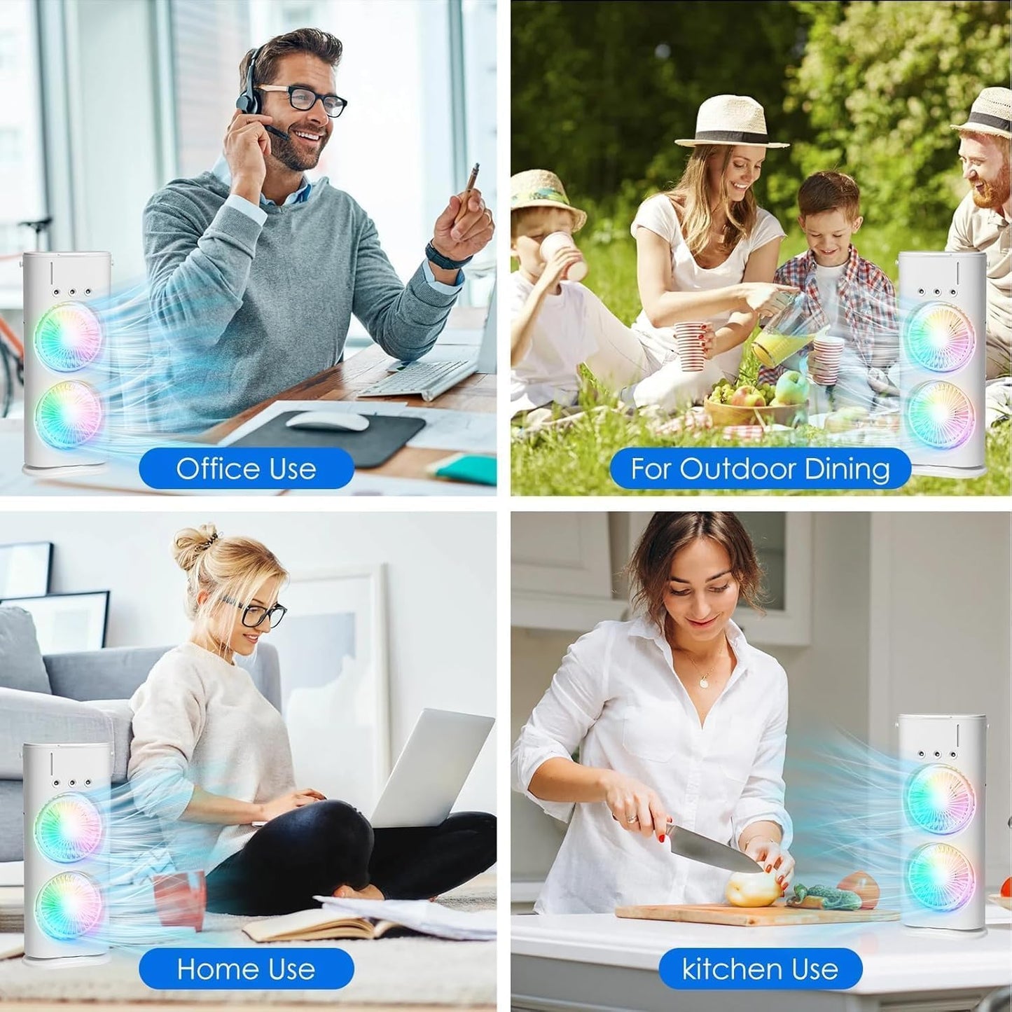 Portable Double Headed Mini Air Cooler | Mist Humidifier & USB Rechargeable Cooling Fan