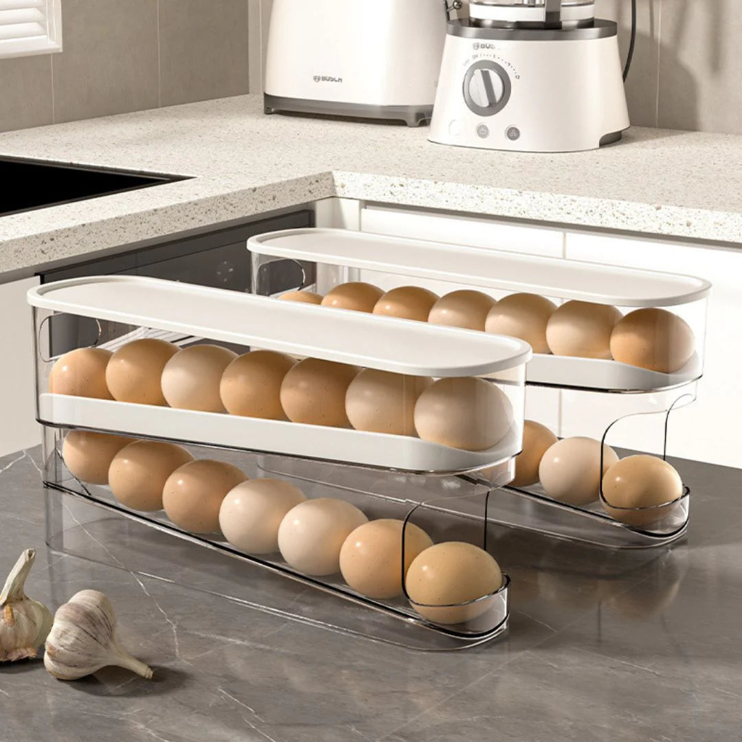 Automatically Rolling Egg Holder Container Display Rack