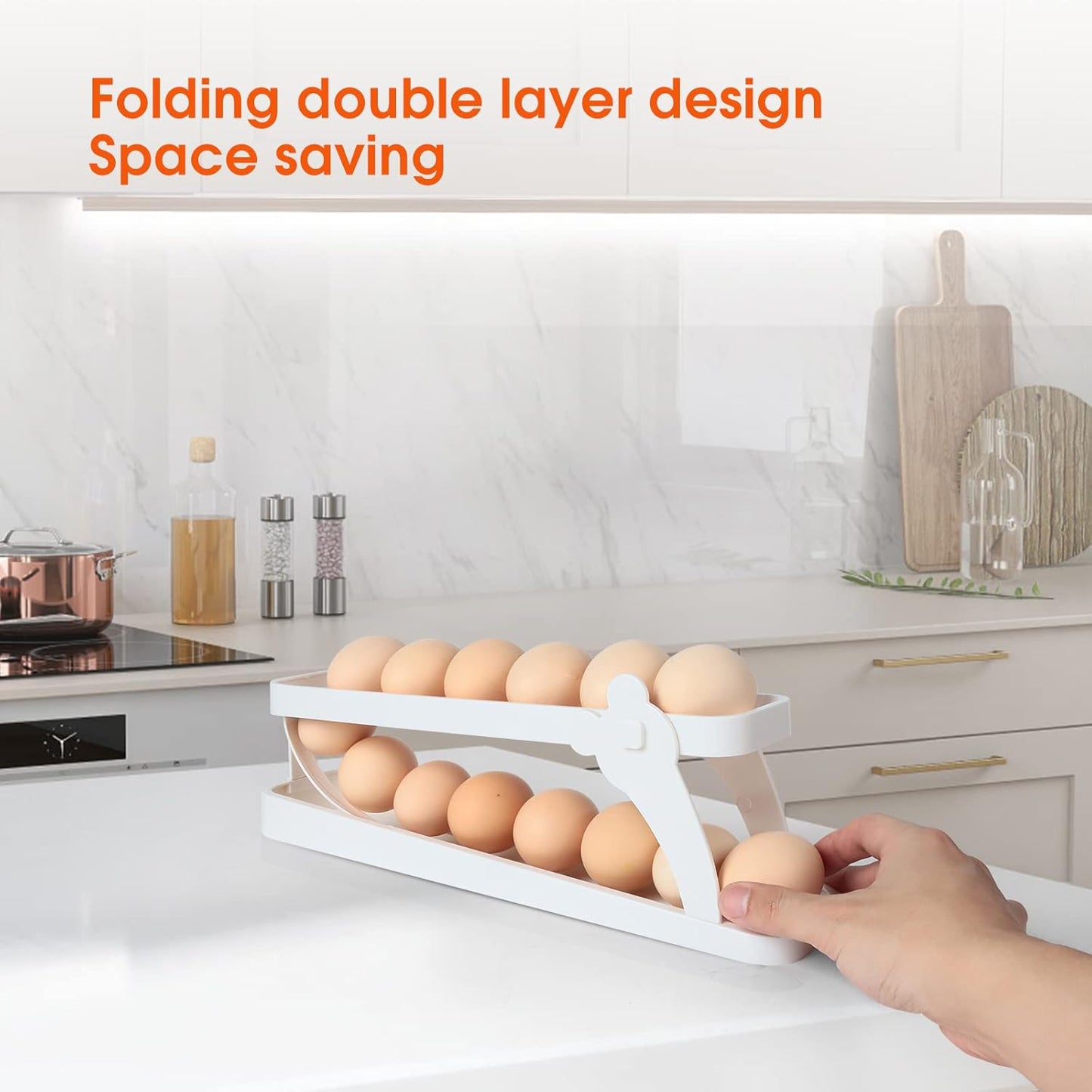Automatically Rolling Egg Holder Container Display Rack