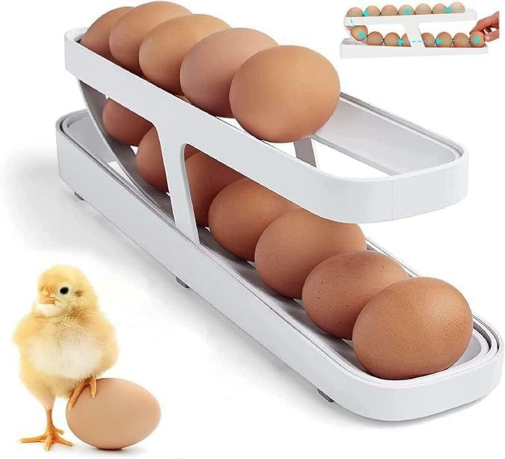Automatically Rolling Egg Holder Container Display Rack