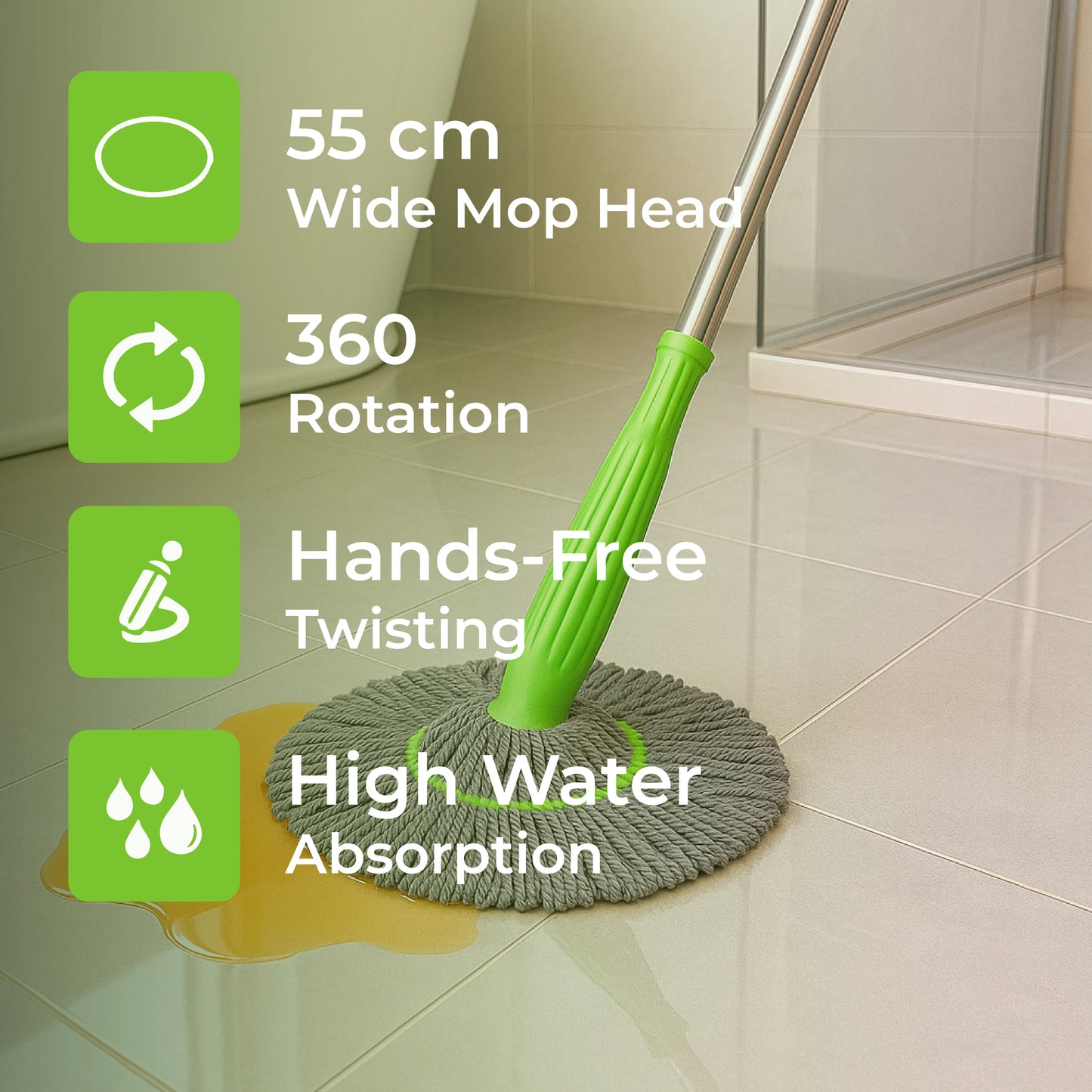 Self-Twisting Water Rotating Mop | 360° Spin Cleaning System