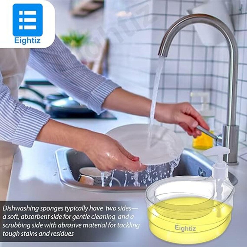 2-in-1 Liquid Soap Dispenser with Sponge | Double Layer Kitchen & Bathroom pump